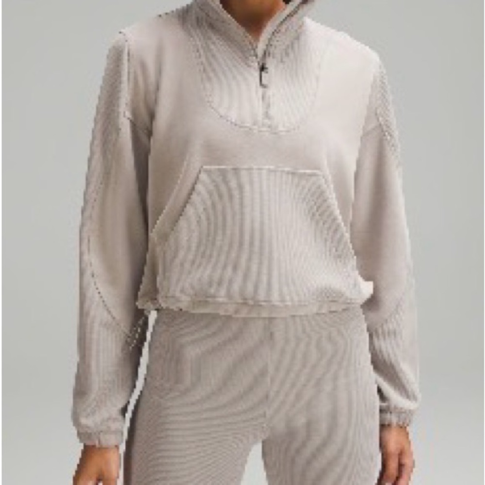 Lululemon Brushed Softstreme Ribbed Half Zip Riverstone